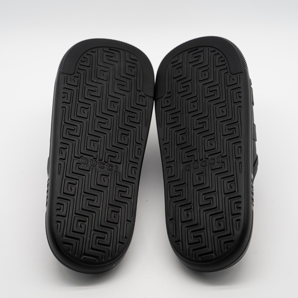 size 14G 14.5 US Gucci Black Interlocking G Rubber Slides GG Sandals White Logo main image 10
